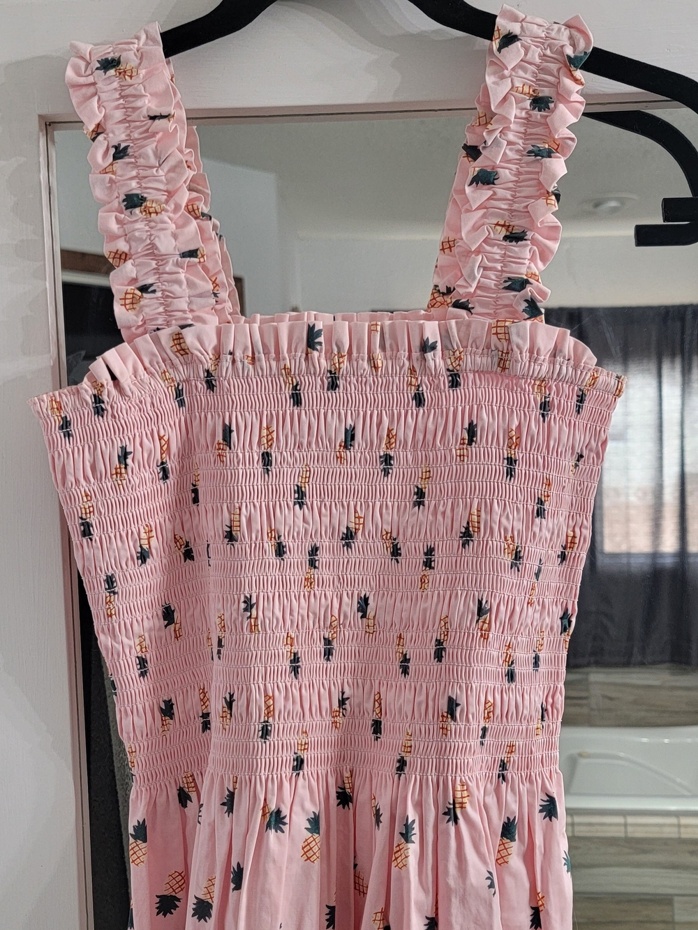Kate Spade Pink Pineapple Print Ruffled Strap Blouse